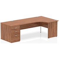 Impulse 1800mm Corner Desk with 800mm Desk High Pedestal, Right Hand, Panel End Leg, Walnut