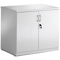 Impulse High Gloss Desk High Cupboard, 1 Shelf, 720mm High, White