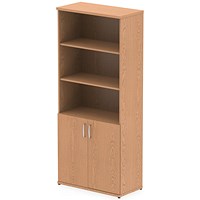 Impulse Tall Cupboard, Open Shelves, 2000mm High, Oak