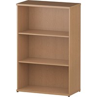 Impulse Medium Bookcase, 2 Shelves, 1200mm High, Oak