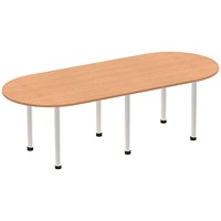 Impulse Boardroom Table, 2400mm, Oak, Silver Post Leg