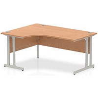 Impulse Corner Desk, Left Hand, 1600mm Wide, Silver Legs, Oak