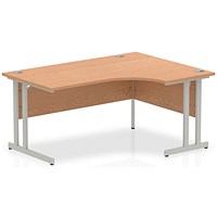 Impulse 1600mm Corner Desk, Right Hand, Silver Cantilever Leg, Oak