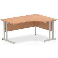 Impulse Corner Desk, Right Hand, 1600mm Wide, Silver Legs, Oak