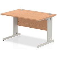 Impulse 1200mm Rectangular Desk, Silver Cable Managed Leg, Oak