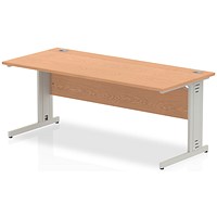 Impulse Plus Rectangular Desk, 1800mm Wide, Silver Cable Managed Legs, Oak