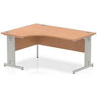 Impulse 1600mm Corner Desk, Left Hand, Silver Cable Managed Leg, Oak