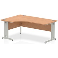 Impulse 1800mm Corner Desk, Left Hand, Silver Cable Managed Leg, Oak