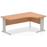 Impulse 1800mm Corner Desk, Right Hand, Silver Cable Managed Leg, Oak