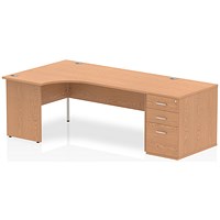 Impulse 1800mm Corner Desk with 800mm Desk High Pedestal, Left Hand, Panel End Leg, Oak