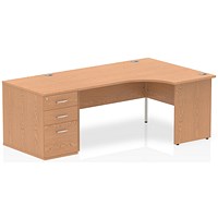Impulse Panel End Corner Desk with 800mm Pedestal, Right Hand, 1600mm Wide, Oak