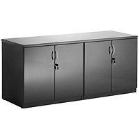 Impulse High Gloss Desk High Twin Cupboard with Credenza Top, 2 Shelves, 720mm High, Black