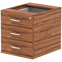 Impulse Fixed 3 Drawer Pedestal, Walnut