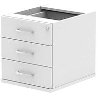 Impulse Fixed 3 Drawer Pedestal, White