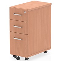 Impulse Slim 3 Drawer Mobile Pedestal, Beech