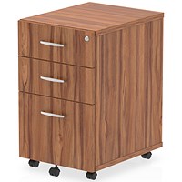 Impulse 3 Drawer Mobile Pedestal, Walnut