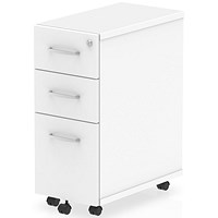 Impulse Slim 3 Drawer Mobile Pedestal, White