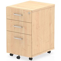 Impulse 3 Drawer Mobile Pedestal, Maple