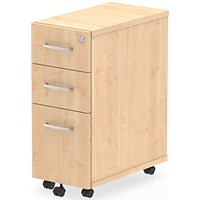 Impulse Slim 3 Drawer Mobile Pedestal, Maple