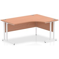 Impulse 1600mm Corner Desk, Right Hand, White Cantilever Leg, Beech