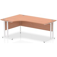 Impulse 1800mm Corner Desk, Left Hand, White Cantilever Leg, Beech