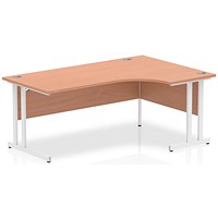 Impulse 1800mm Corner Desk, Right Hand, White Cantilever Leg, Beech
