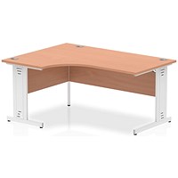 Impulse 1600mm Corner Desk, Left Hand, White Cable Managed Leg, Beech