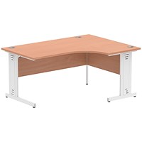 Impulse 1600mm Corner Desk, Right Hand, White Cable Managed Leg, Beech