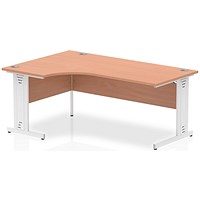 Impulse 1800mm Corner Desk, Left Hand, White Cable Managed Leg, Beech