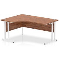 Impulse 1600mm Corner Desk, Left Hand, White Cantilever Leg, Walnut