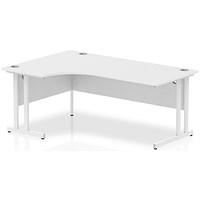 Impulse 1800mm Corner Desk, Left Hand, White Cantilever Leg, White