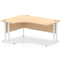 Impulse 1600mm Corner Desk, Left Hand, White Cantilever Leg, Maple