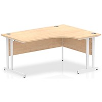 Impulse 1600mm Corner Desk, Right Hand, White Cantilever Leg, Maple