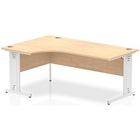 Impulse 1800mm Corner Desk, Left Hand, White Cable Managed Leg, Maple