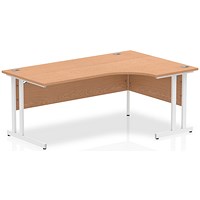 Impulse 1800mm Corner Desk, Right Hand, White Cantilever Leg, Oak