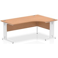 Impulse 1800mm Corner Desk, Right Hand, White Cable Managed Leg, Oak