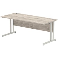 Impulse 1800mm Rectangular Desk, Silver Cantilever Leg, Grey Oak