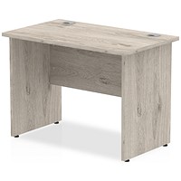 Impulse 1000mm Slim Rectangular Desk, Panel Legs, Grey Oak