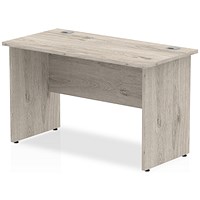Impulse 1200mm Slim Rectangular Desk, Panel Legs, Grey Oak