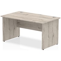 Impulse 1400mm Rectangular Desk, Panel End Leg, Grey Oak