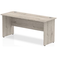 Impulse 1600mm Slim Rectangular Desk, Panel Legs, Grey Oak