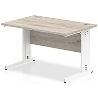 Impulse 1000mm Rectangular Desk, White Cable Managed Leg, Grey Oak