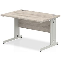 Impulse 1200mm Rectangular Desk, Silver Cable Managed Leg, Grey Oak