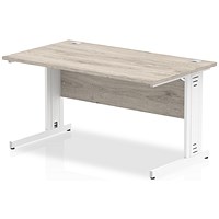 Impulse 1200mm Rectangular Desk, White Cable Managed Leg, Grey Oak