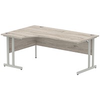 Impulse 1800mm Corner Desk, Left Hand, Silver Cantilever Leg, Grey Oak