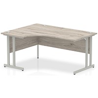 Impulse 1600mm Corner Desk, Left Hand, Silver Cantilever Leg, Grey Oak