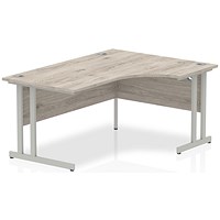 Impulse 1600mm Corner Desk, Right Hand, Silver Cantilever Leg, Grey Oak