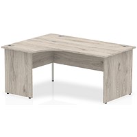 Impulse 1600mm Corner Desk, Left Hand, Panel End Leg, Grey Oak