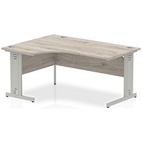 Impulse 1600mm Corner Desk, Left Hand, Silver Cable Managed Leg, Grey Oak