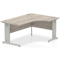 Impulse 1600mm Corner Desk, Right Hand, Silver Cable Managed Leg, Grey Oak